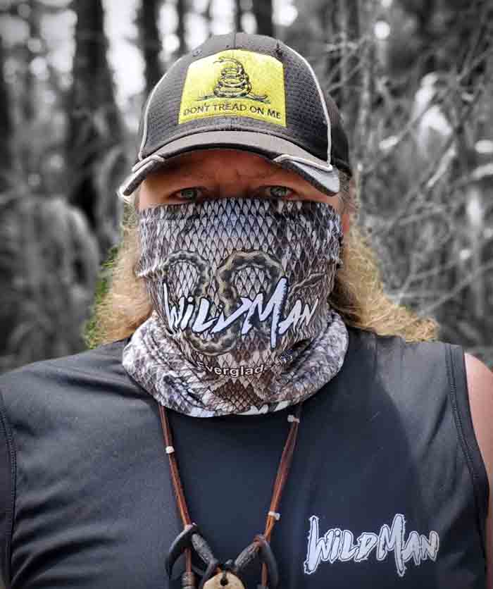 Photo of Dusty Crum wearing Buff from his store.